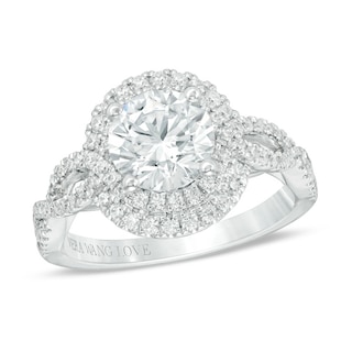 Vera Wang Love Collection 1.95 CT. T.W. Certified Diamond Frame Twist Engagement Ring in 14K White Gold (I/SI2)