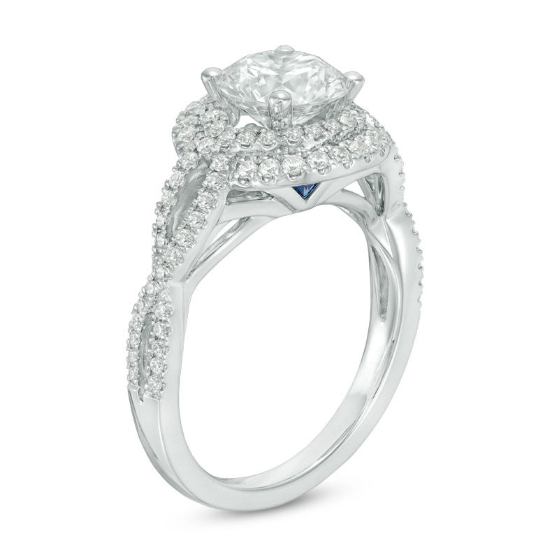 Vera Wang Love Collection 1.95 CT. T.W. Certified Diamond Frame Twist Engagement Ring in 14K White Gold (I/SI2)|Peoples Jewellers