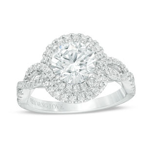 Vera Wang Love Collection 1.95 CT. T.W. Certified Diamond Frame Twist Engagement Ring in Platinum (I/SI2)