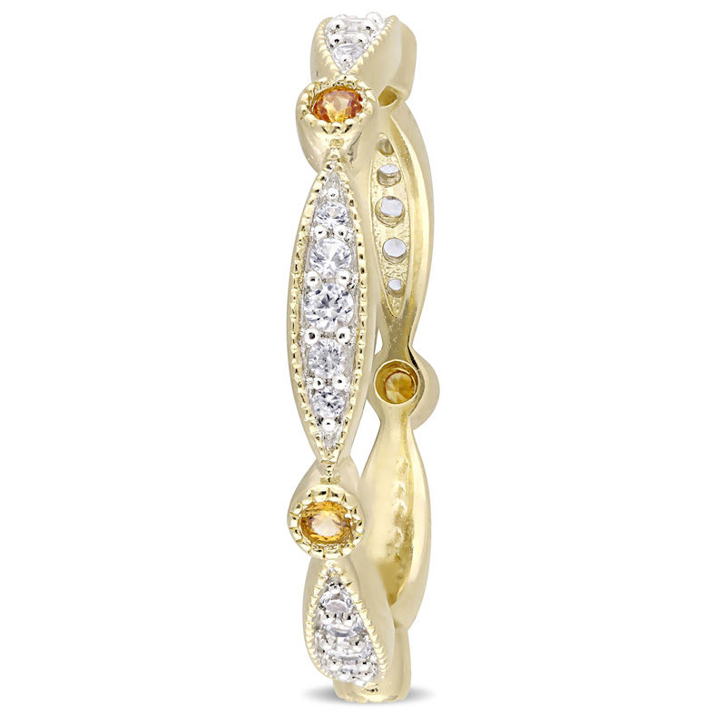 Lab-Created Yellow and White Sapphire Vintage-Style Band in Sterling Silver with Yellow Rhodium|Peoples Jewellers