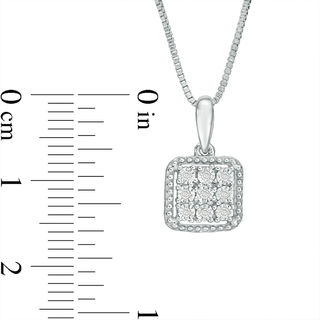 0.117 CT. T.W. Composite Diamond Square Pendant and Stud Earrings Set in Sterling Silver