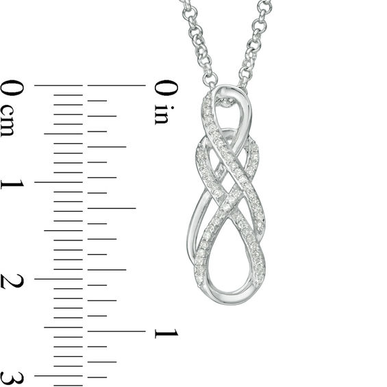 0.19 CT. T.W. Diamond Double Infinity Pendant and Drop Earrings Set in Sterling Silver - 17"