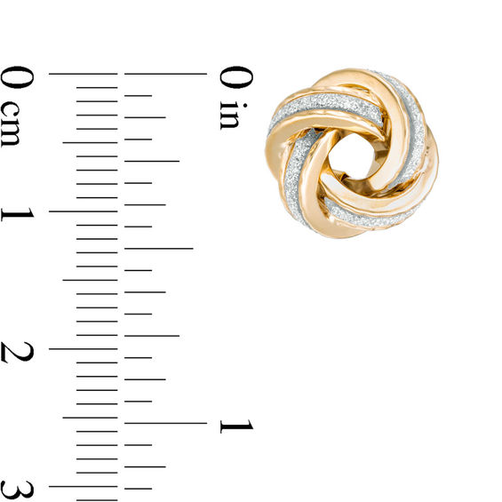 Glitter Enamel Love Knot Stud Earrings in 14K Gold