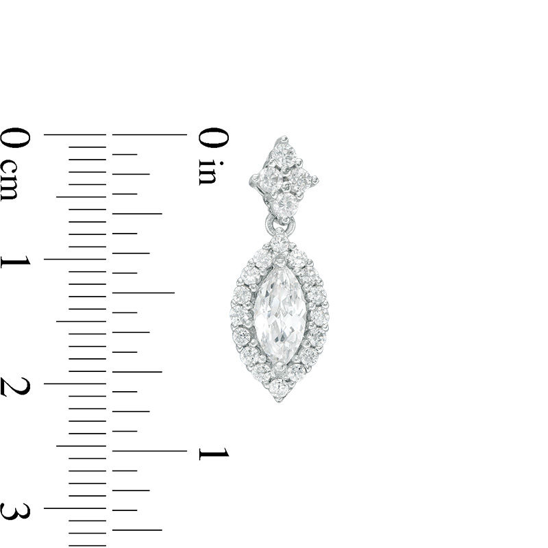 Main Image 2 of Marquise Lab-Created White Sapphire Frame Drop Earrings in Sterling Silver