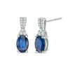 Oval Lab-Created Blue and White Sapphire Drop Earrings in Sterling Silver