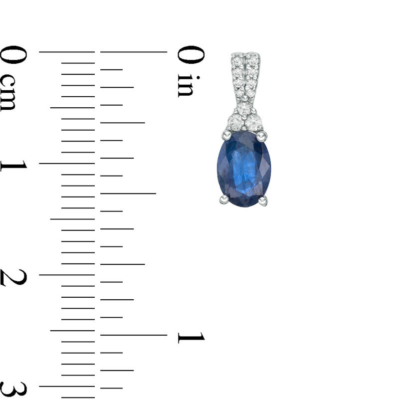 Oval Lab-Created Blue and White Sapphire Drop Earrings in Sterling Silver|Peoples Jewellers