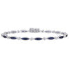 Thumbnail Image 0 of Lab-Created Blue and White Sapphire Marquise Link Vintage-Style Bracelet in Sterling Silver - 7.25"
