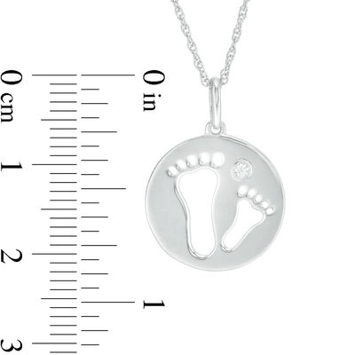 Lab-Created White Sapphire Footprints Disc Pendant in 10K White Gold