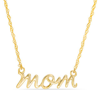 Cursive "mom" Necklace in 10K Gold - 17.25"