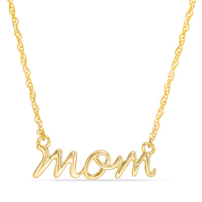 Cursive "mom" Necklace in 10K Gold - 17.25"