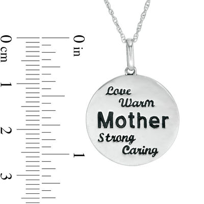 "Mother" Round Disc Pendant in 10K White Gold