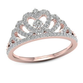 0.30 CT. T.W. Diamond Heart Crown Ring in 10K Rose Gold