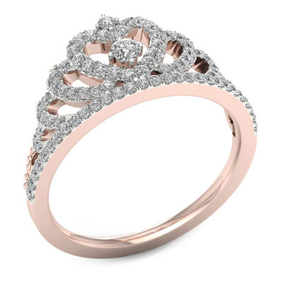 0.30 CT. T.W. Diamond Heart Crown Ring in 10K Rose Gold