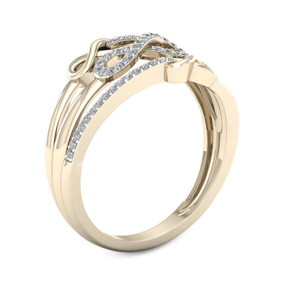 0.15 CT. T.W. Diamond Triple Infinity Multi-Row Ring in 10K Gold