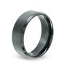 Men's 8.0mm Brushed Centre Bevelled Edge Wedding Band in Black IP Stainless Steel