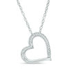 Diamond Accent Tilted Heart Pendant in 10K White Gold