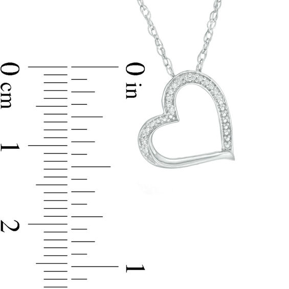 Diamond Accent Tilted Heart Pendant in 10K White Gold