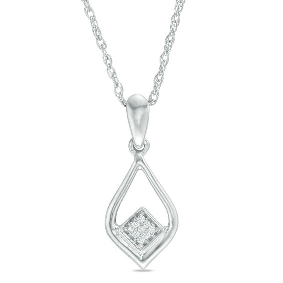 Diamond Accent Teardrop Pendant in 10K White Gold