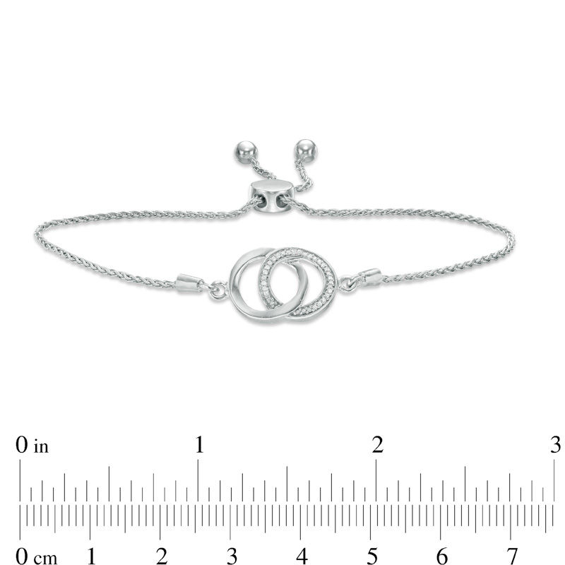 0.04 CT. T.W. Diamond Interlocking Circles Bolo Bracelet in Sterling Silver - 9.5"
