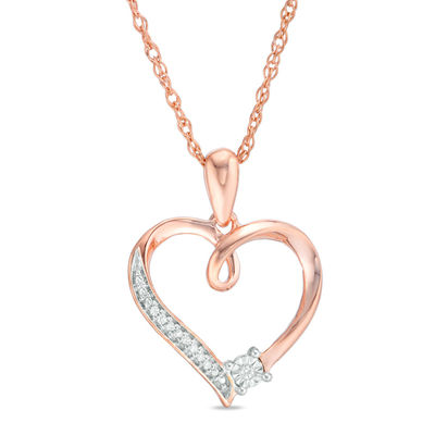 Diamond Accent Heart Pendant in 10K Rose Gold