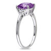 Thumbnail Image 1 of 8.0mm Cushion-Cut Amethyst and 0.06 CT. T.W. Diamond Tri-Sides Ring in 10K White Gold