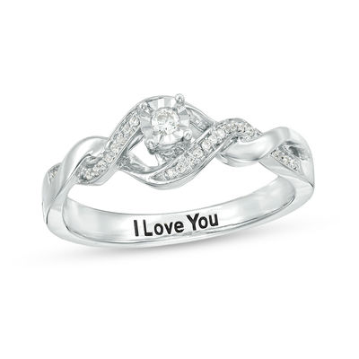 1/8 CT. T.W. Diamond Twist Shank Promise Ring in Sterling Silver (1 Line)