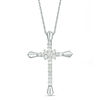 0.37 CT. T.W. Diamond Flower Cluster Cross Pendant in 10K White Gold