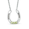 Thumbnail Image 0 of Mother's Simulated Birthstone Horseshoe Necklace in Sterling Silver (3 Stones and 2 Names)