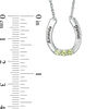 Thumbnail Image 1 of Mother's Simulated Birthstone Horseshoe Necklace in Sterling Silver (3 Stones and 2 Names)