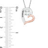 5.0mm Simulated Birthstone Tilted Heart Pendant in Sterling Silver and 10K Rose Gold (1 Stones and Names)