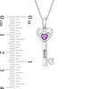 4.0mm Simulated Birthstone Heart with Infinity Key Pendant in Sterling Silver (1 Stone and Name)