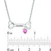 Thumbnail Image 1 of 4.0mm Heart-Shaped Simulated Birthstone Charm Dog Bone Necklace in Sterling Silver (1 Stone and Name)