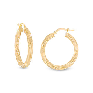 20.0mm Twist Hoop Earrings in 14K Gold