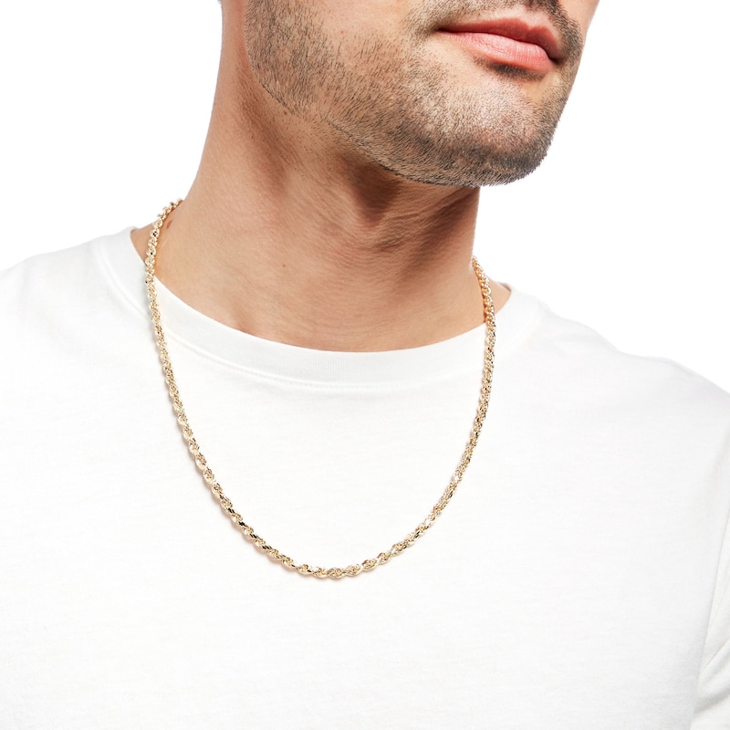 Peoples Italian Gold Men's 4.4mm Rope Chain Necklace in 14K Gold - 22