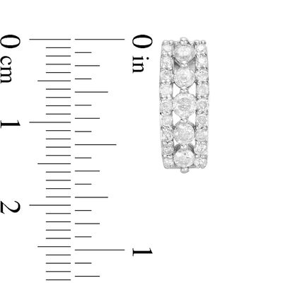 0.95 CT. T.W. Diamond Multi-Row Huggie Hoop Earrings in 10K White Gold