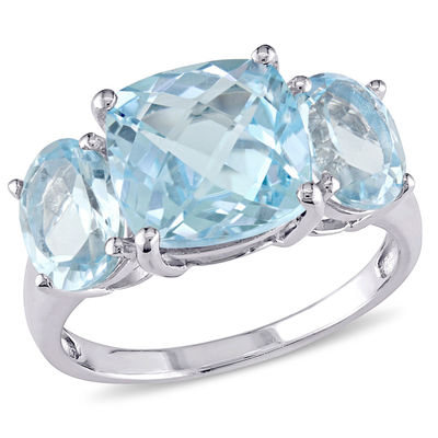 Sky Blue Topaz Three Stone Ring in Sterling Silver