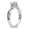 Thumbnail Image 1 of 4.0mm Princess-Cut Lab-Created White Sapphire and 0.04 CT. T.W. Diamond Promise Ring in Sterling Silver