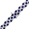 Oval Lab-Created Blue and White Sapphire Woven Bracelet in Sterling Silver - 7.25"