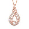 Thumbnail Image 1 of Interwoven™ 0.99 CT. T.W. Diamond Pendant in 10K Rose Gold - 19&quot;