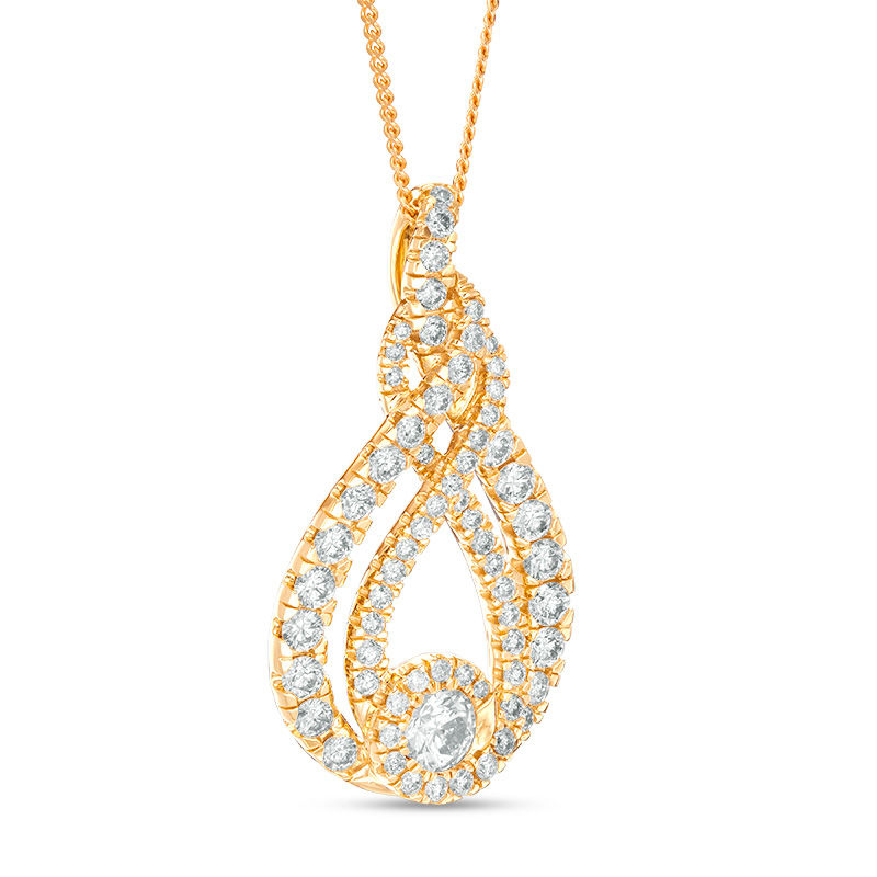 Main Image 2 of Interwoven™ 0.99 CT. T.W. Diamond Pendant in 10K Gold - 19&quot;