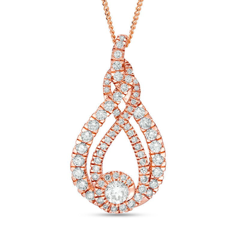 Main Image 1 of Interwoven™ 1.50 CT. T.W. Diamond Pendant in 10K Rose Gold - 19&quot;