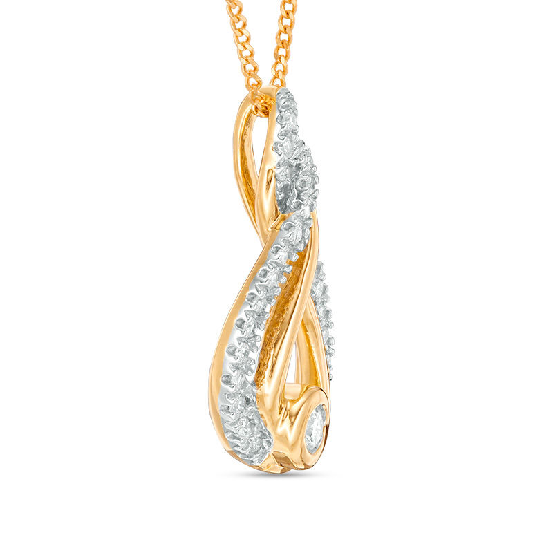 Main Image 3 of Interwoven™ 0.19 CT. T.W. Diamond Pendant in 10K Gold - 19&quot;