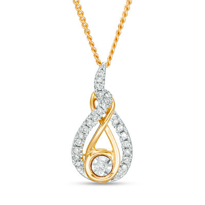 Interwoven™ 0.16 CT. T.W. Diamond Pendant in Sterling Silver and 10K Gold - 19"