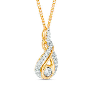 Interwoven™ 0.16 CT. T.W. Diamond Pendant in Sterling Silver and 10K Gold - 19"