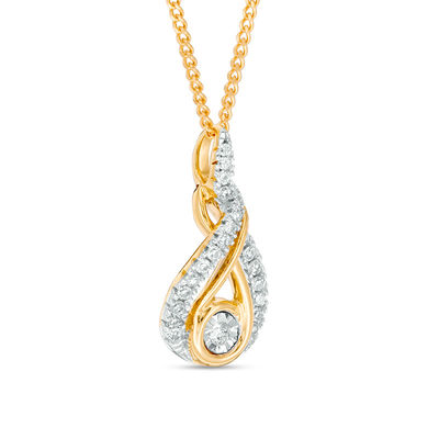 Interwoven™ 0.16 CT. T.W. Diamond Pendant in Sterling Silver and 10K Gold - 19"