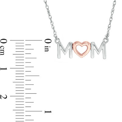 "MOM" with Heart Necklace in 10K Two-Tone Gold - 17.25"