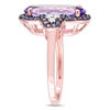 Thumbnail Image 1 of Elongated Oval Amethyst and White Topaz Frame Tri-Sides Ring in Sterling Silver with Rose Rhodium