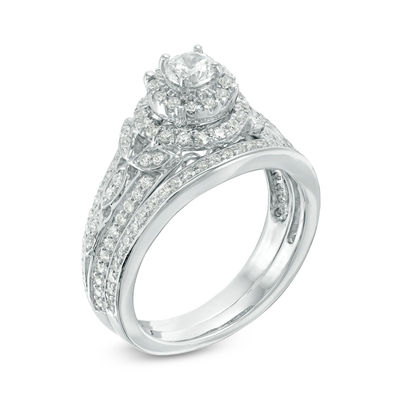 0.80 CT. T.W. Diamond Double Frame Bridal Set in 10K White Gold