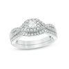 Thumbnail Image 0 of 0.45 CT. T.W. Princess-Cut Diamond Frame Twist Bridal Set in 10K White Gold