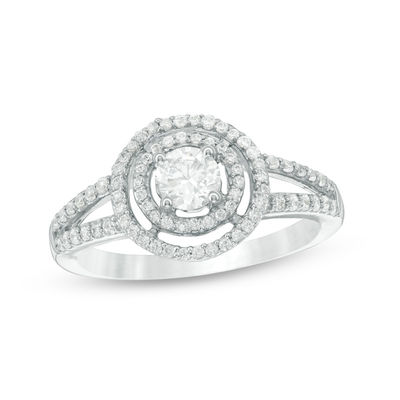 0.69 CT. T.W. Diamond Double Frame Engagement Ring in 10K White Gold